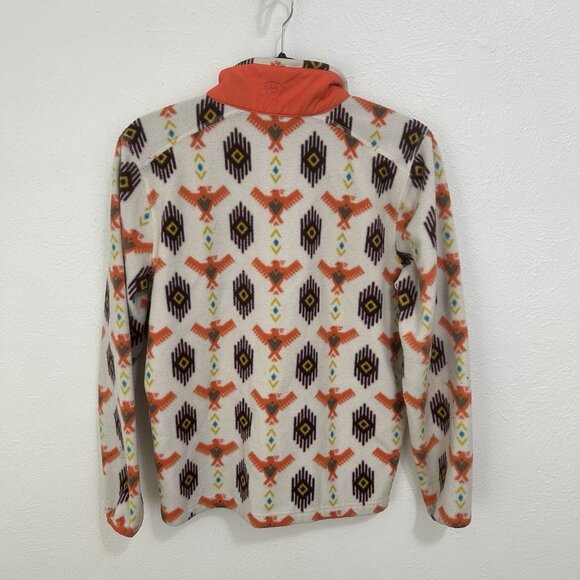 ARIAT Fleece 1/4 Zip Sweatshirt Orange Southwest Aztec Print Women’s Size S - Picture 6 of 11